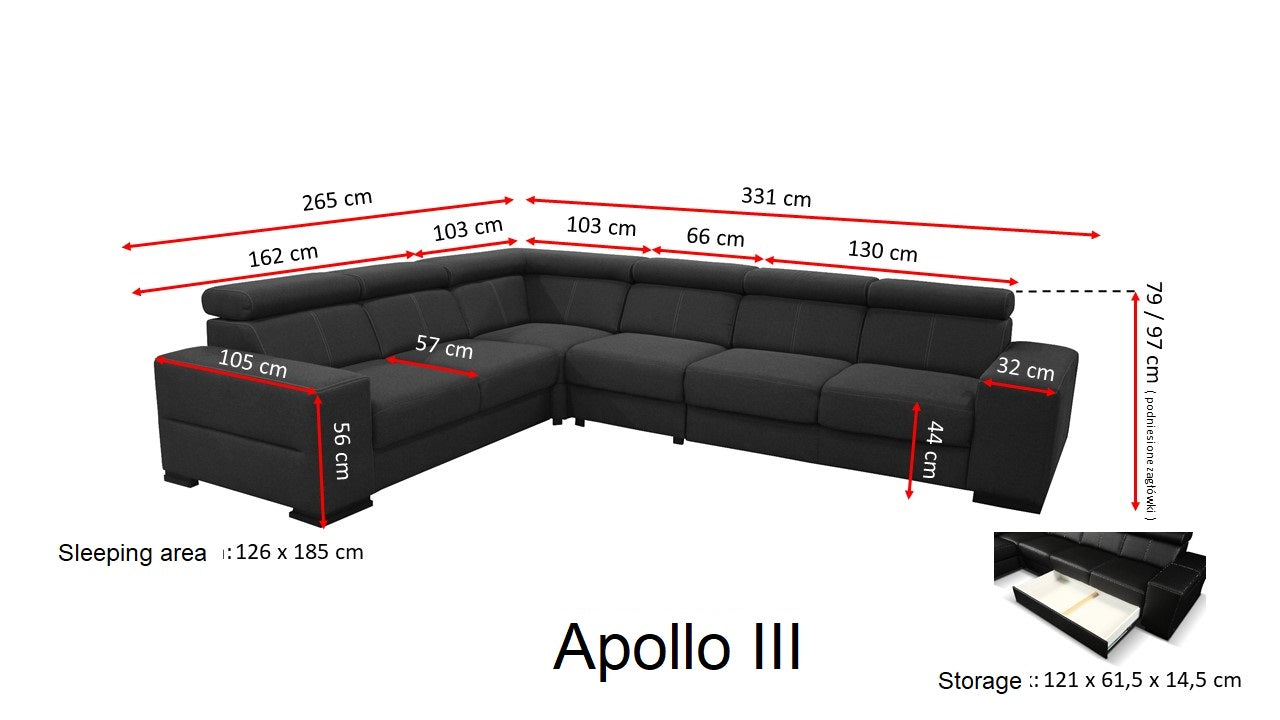 Apollo PR3 Corner Sofa Bed