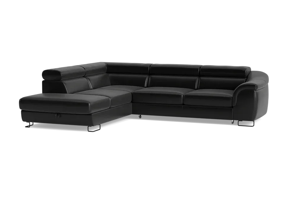 Lavos Corner Sofa Bed With Storage NATURAL LEATHER