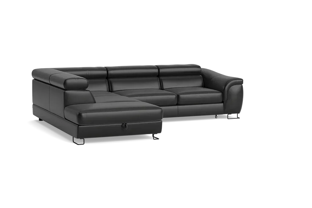 Lavos Corner Sofa Bed With Storage NATURAL LEATHER