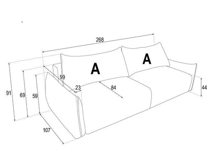 Cindy 3 seater Sofa Bed