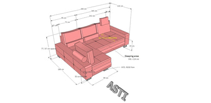 Asti Corner Sofa Bed