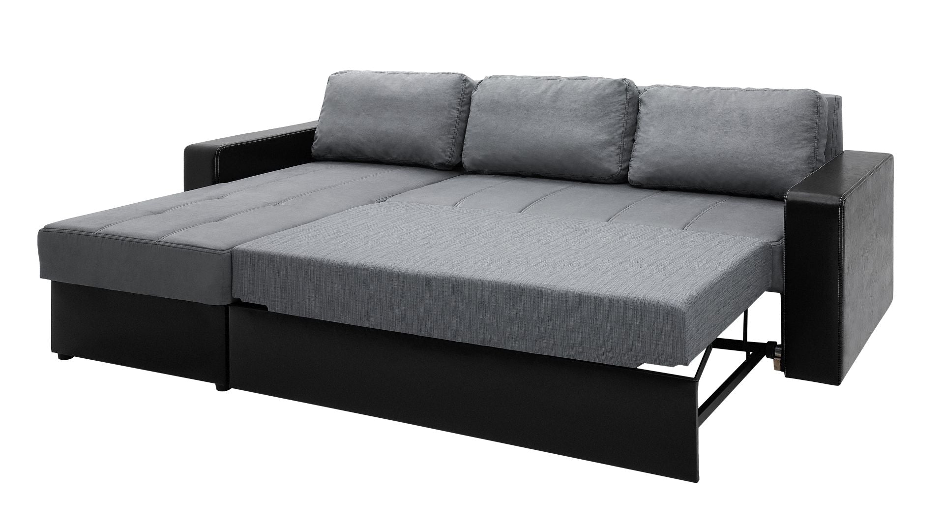 Diamond Black/Grey Corner Sofa Bed